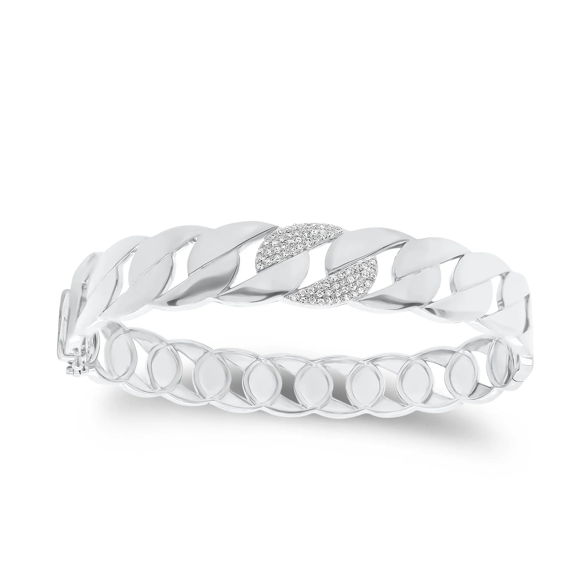 Pave Diamond Chain Link Bangle Bracelet