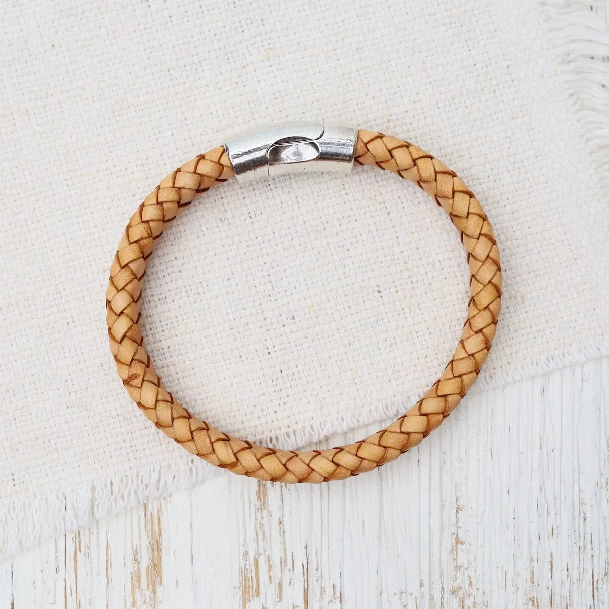 Pegasus Tan Braided Leather Bracelet