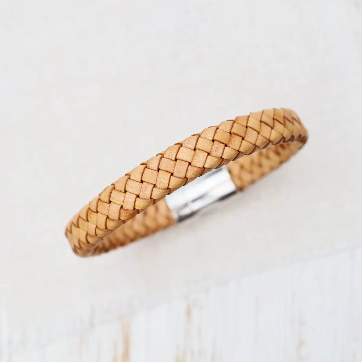 Pegasus Tan Braided Leather Bracelet