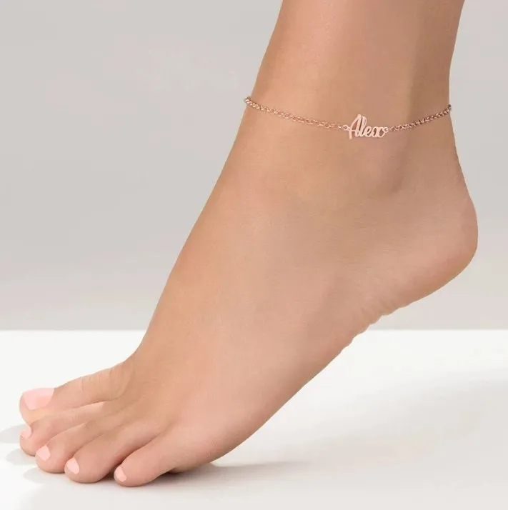 Personalized Anklet, Custom Anklet, Custom Ankle Name Bracelet, Initial Beach Jewelry Gift for Women,  Dainty Summer Custom Any Name