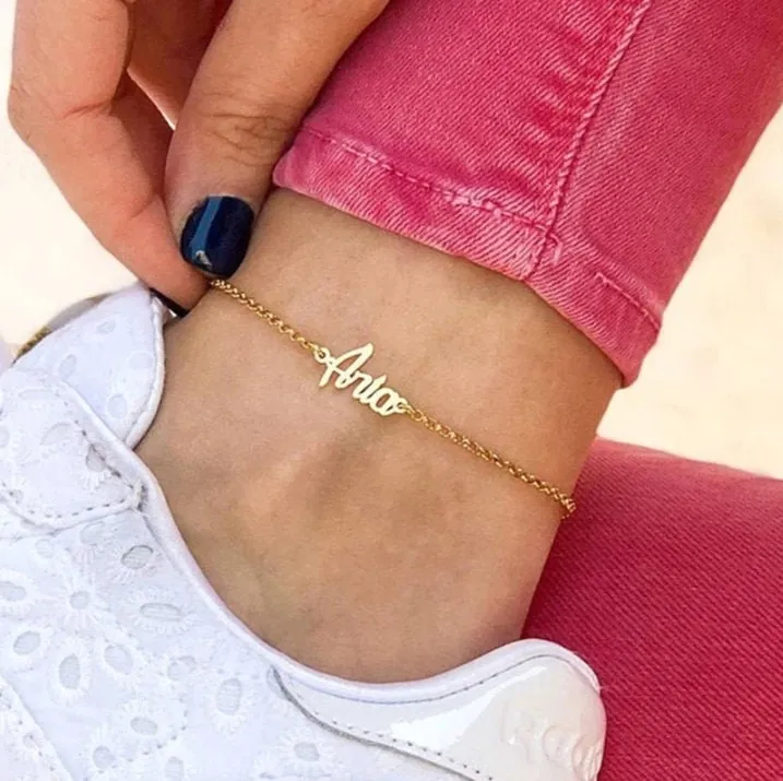 Personalized Anklet, Custom Anklet, Custom Ankle Name Bracelet, Initial Beach Jewelry Gift for Women,  Dainty Summer Custom Any Name