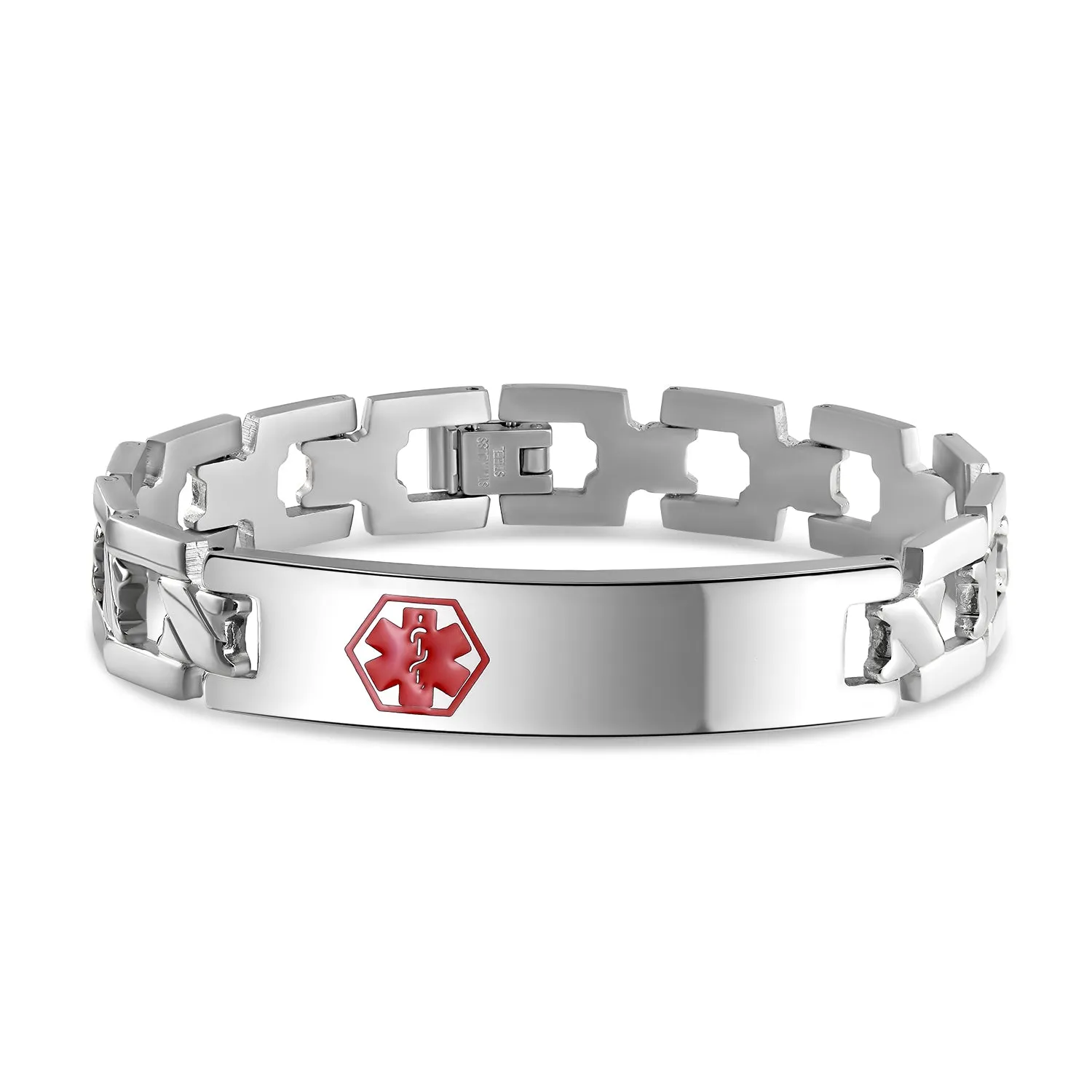 Personalized Medical Alert ID U Link Bracelet Stainless 8 Inch