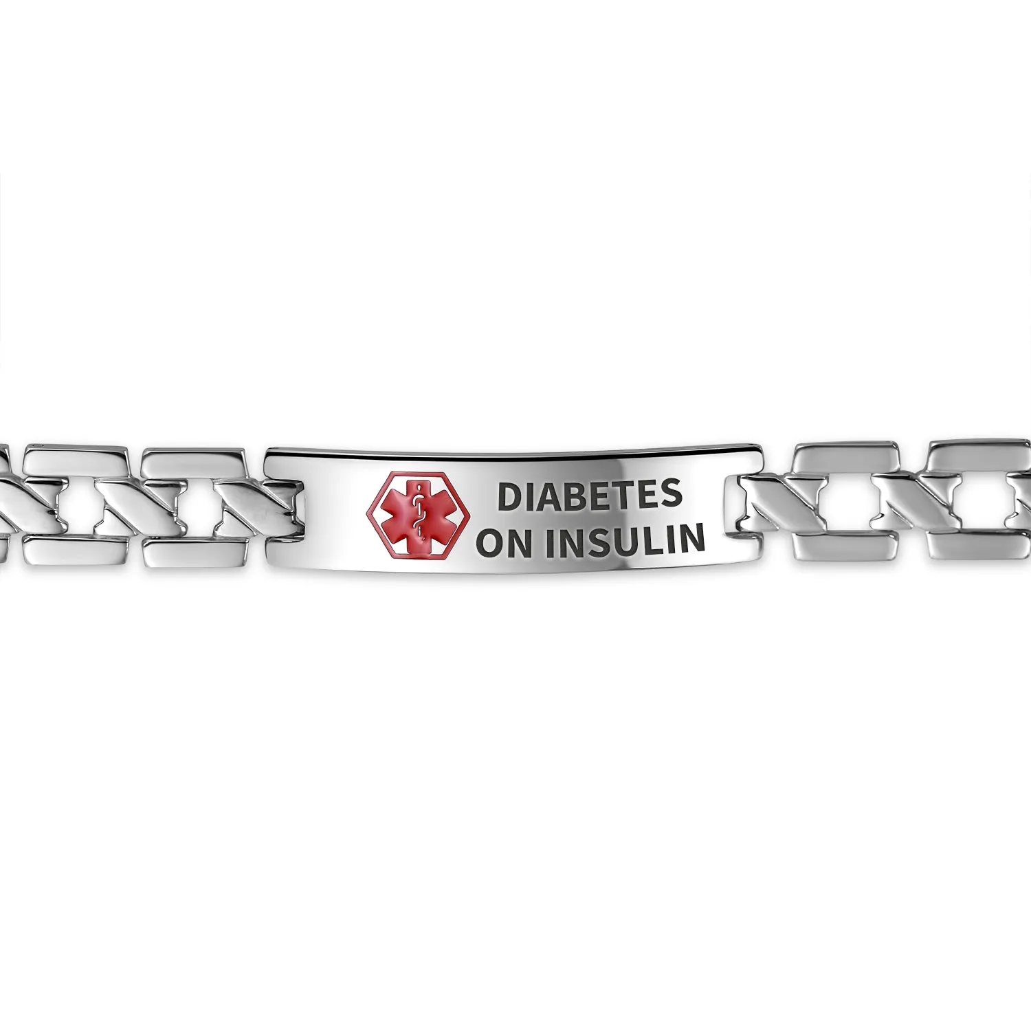 Personalized Medical Alert ID U Link Bracelet Stainless 8 Inch