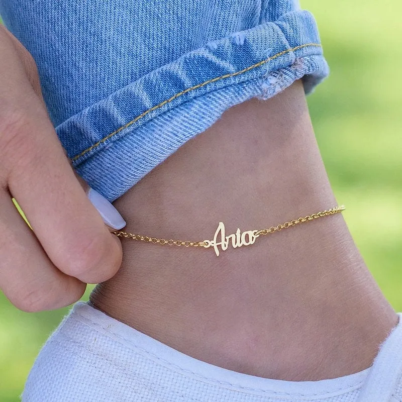 Personalized Name Anklet - Initial Custom Anklet Gift - Customized Dainty Anklet - Gold Name Anklet - Summer Anklet - Anklet With Name