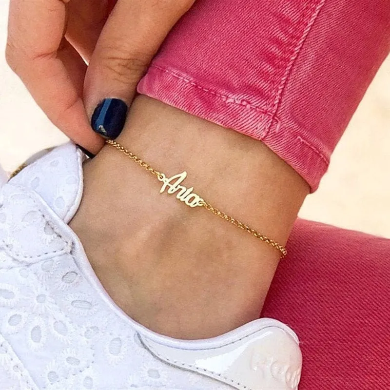 Personalized Name Anklet - Initial Custom Anklet Gift - Customized Dainty Anklet - Gold Name Anklet - Summer Anklet - Anklet With Name