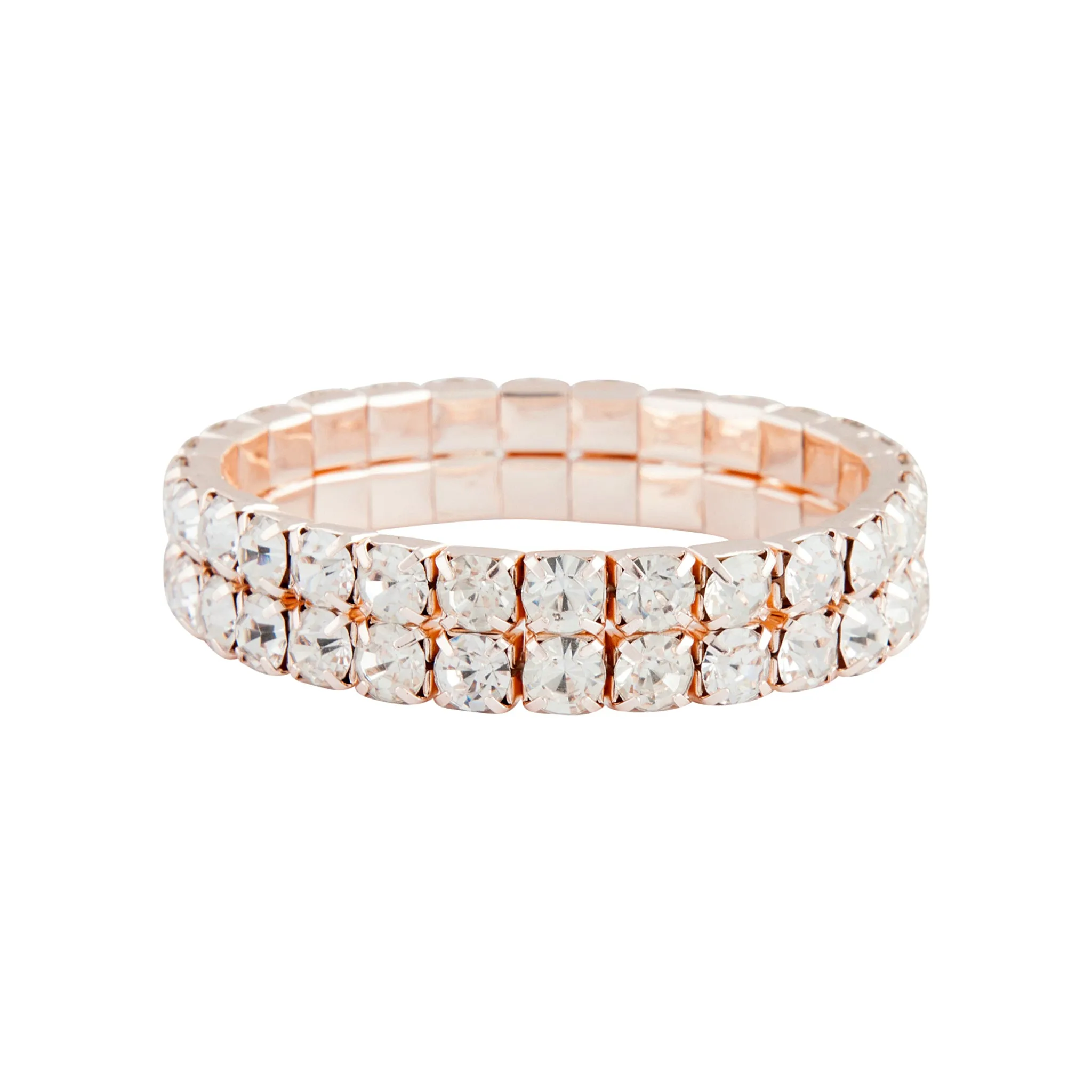 Rose Gold Duo Diamante Stretch Bracelet