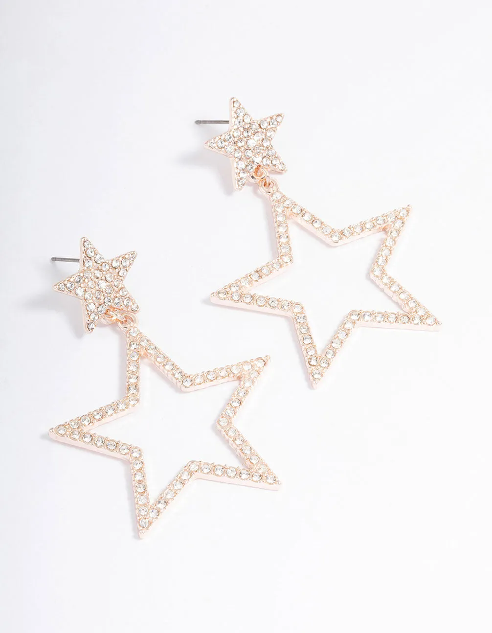 Rose Gold Glamorous Star Drop Earrings