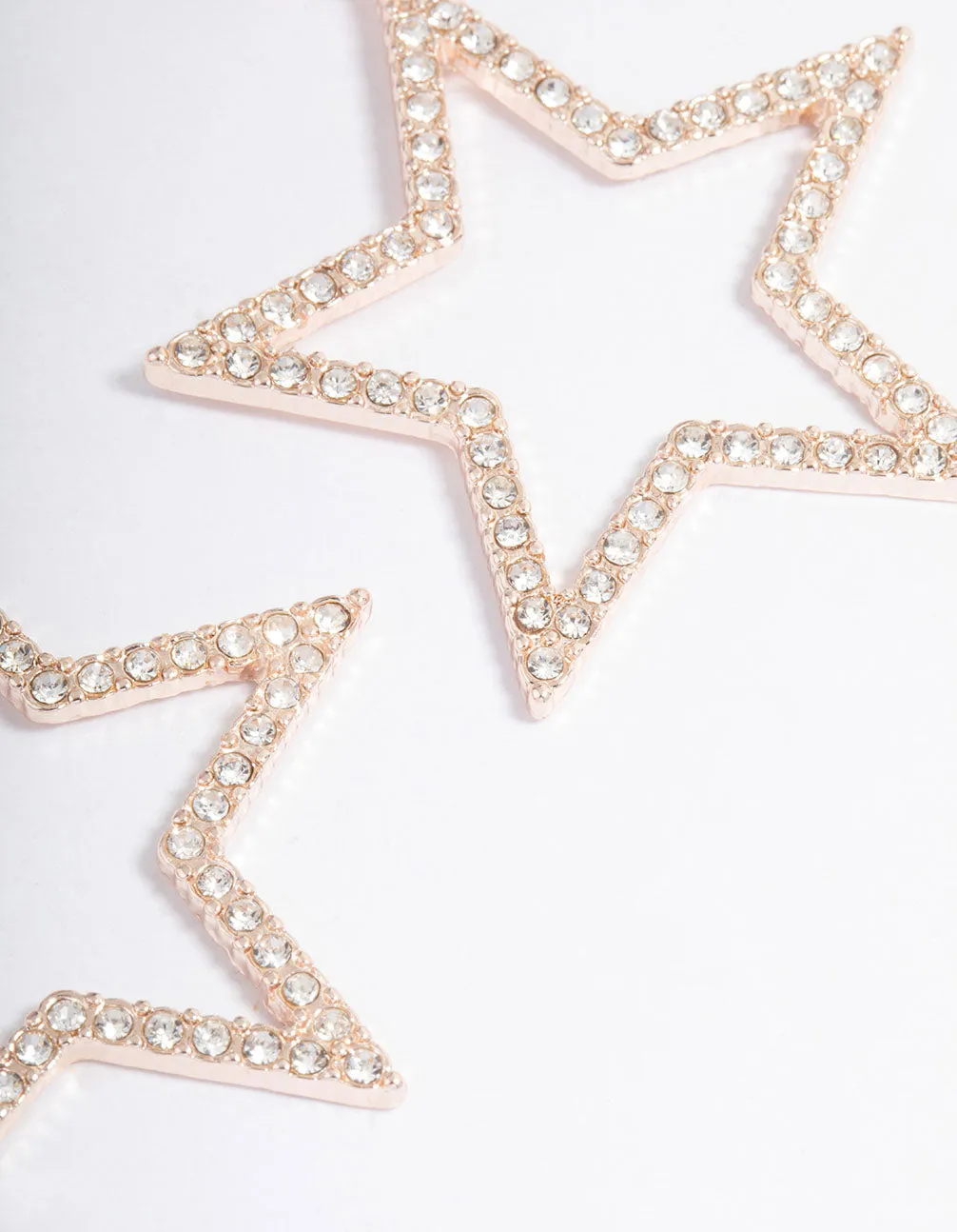 Rose Gold Glamorous Star Drop Earrings