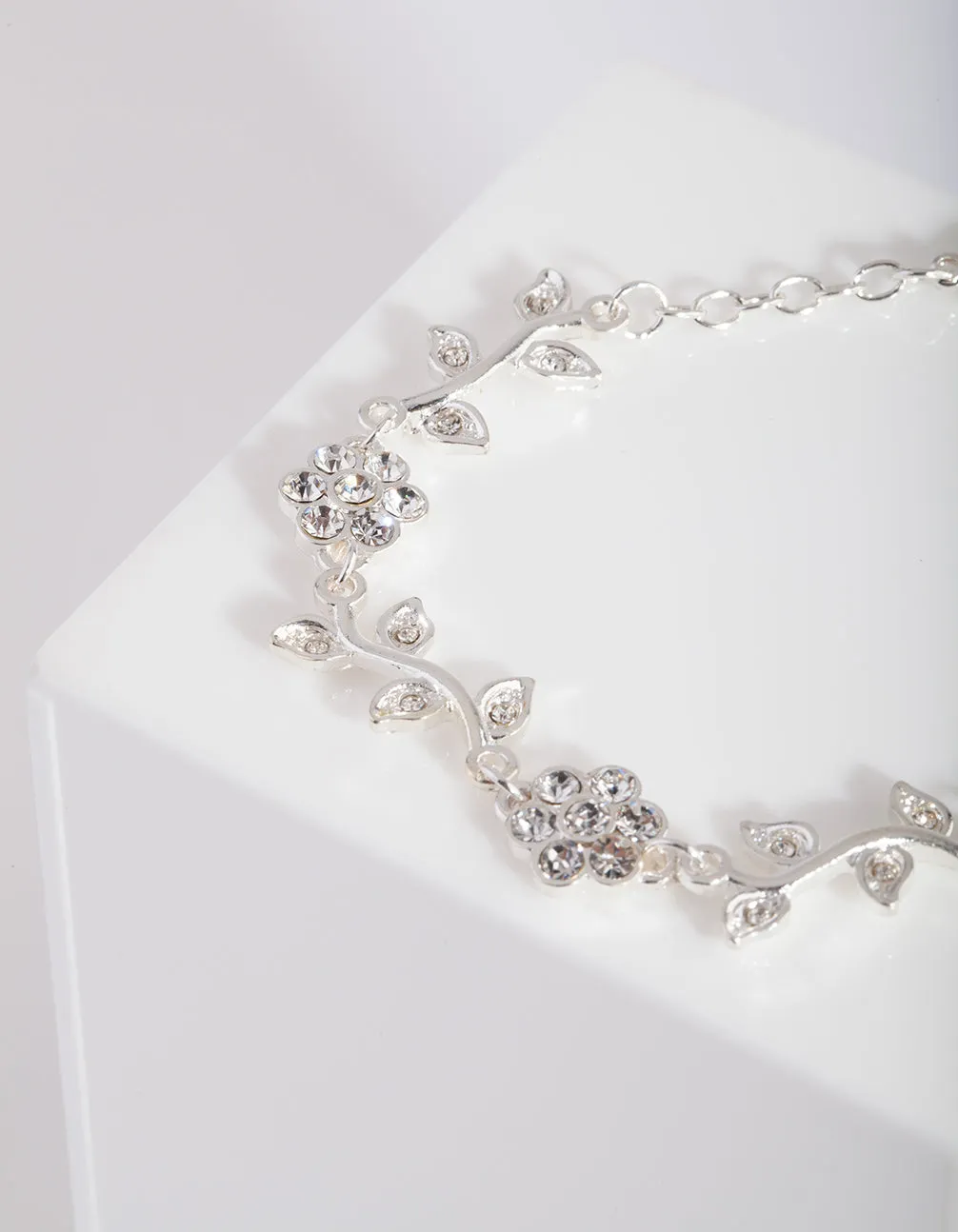 Silver Diamante Flower Bracelet