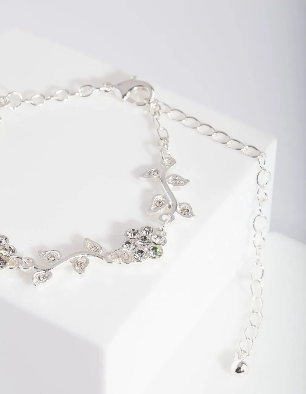 Silver Diamante Flower Bracelet