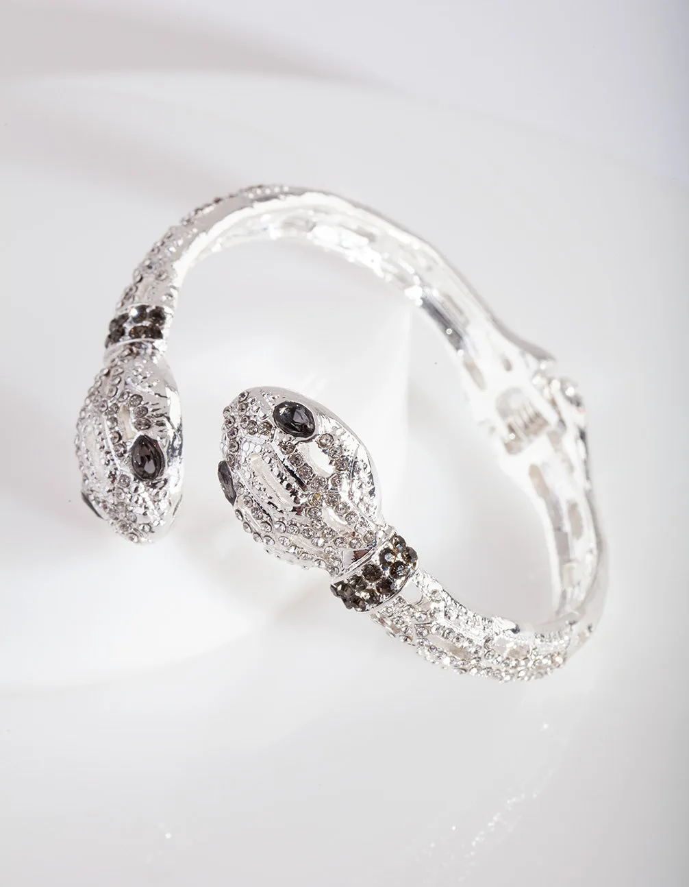 Silver Diamante Snake Cuff Bracelet