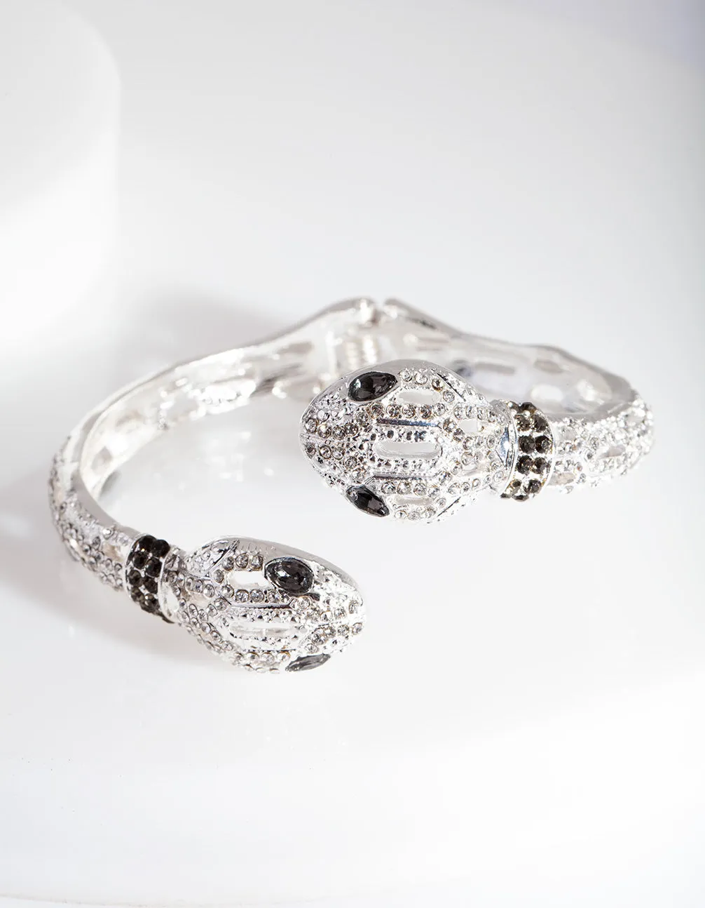 Silver Diamante Snake Cuff Bracelet