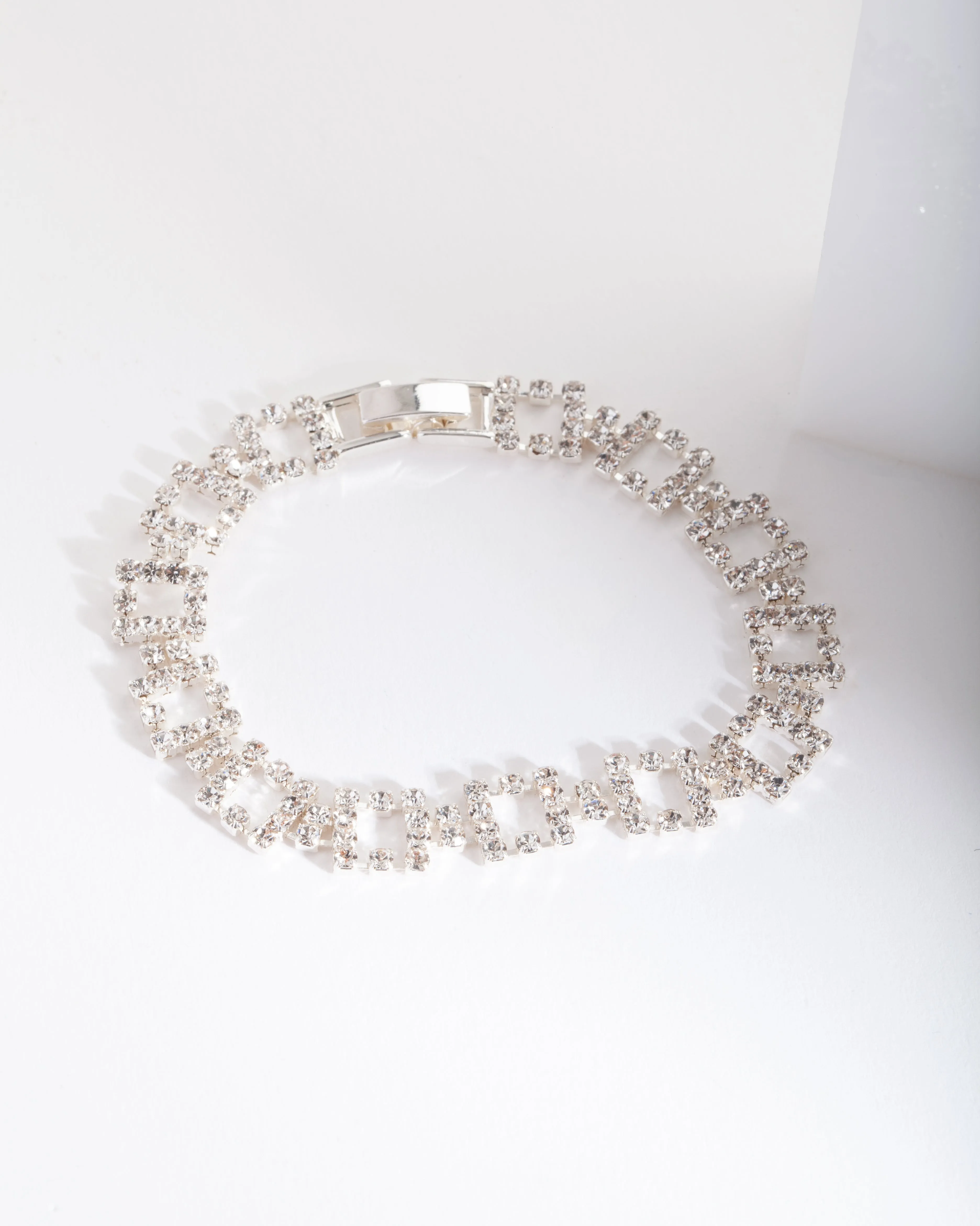 Silver Diamante Square Bracelet