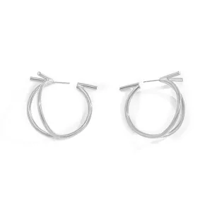 Sleek Crescent-Shaped Earrings with Geometric Cutouts and Three-Dimensional Design for Women