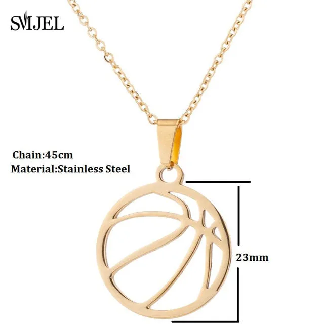 SMJEL Trendy Football Volleyball Soccer Charm Necklace Pendant