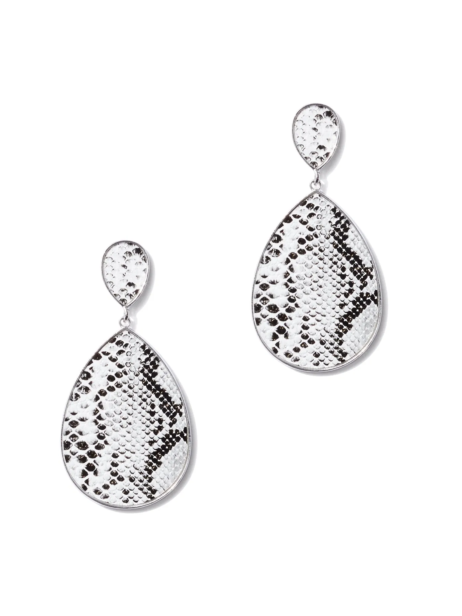 Snake-Print Oval Drop Earring