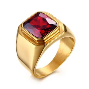 Squared Adelaide Ruby Polished Gold Ring