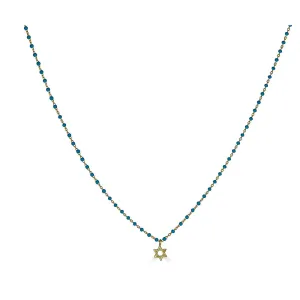 STAR OF DAVID ENAMEL BEADS NECKLACE