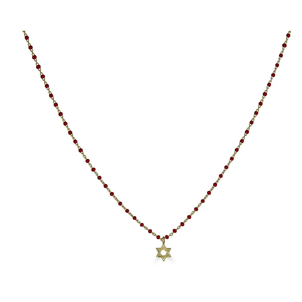 STAR OF DAVID ENAMEL BEADS NECKLACE