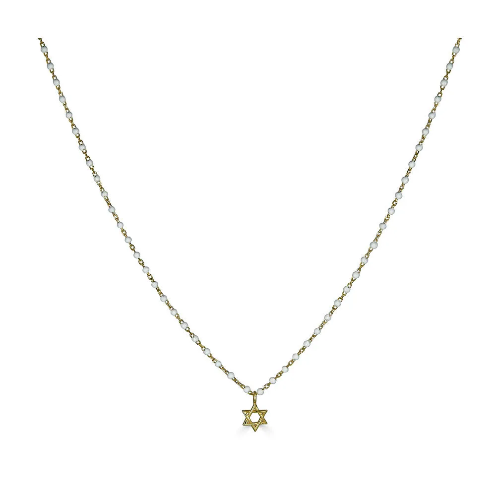 STAR OF DAVID ENAMEL BEADS NECKLACE