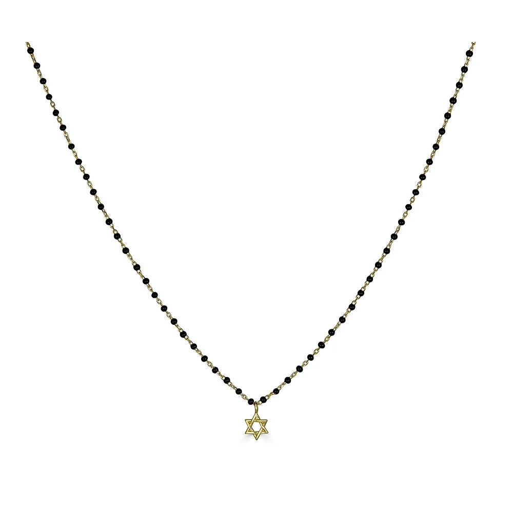 STAR OF DAVID ENAMEL BEADS NECKLACE