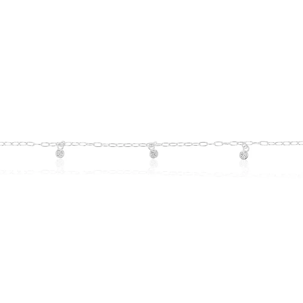 Sterling Silver Multi Bead Drop 25cm Anklet