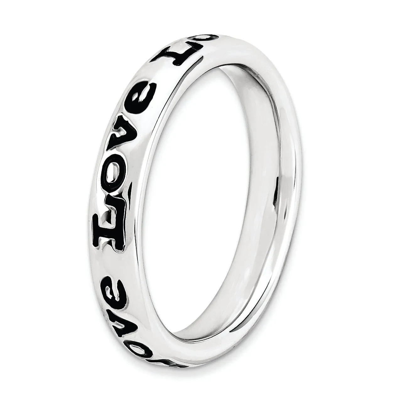 Sterling Silver Polished Enameled Love Ring