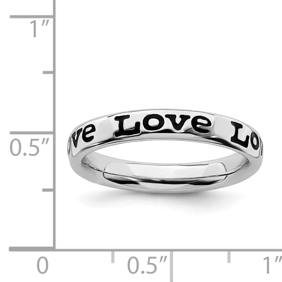 Sterling Silver Polished Enameled Love Ring