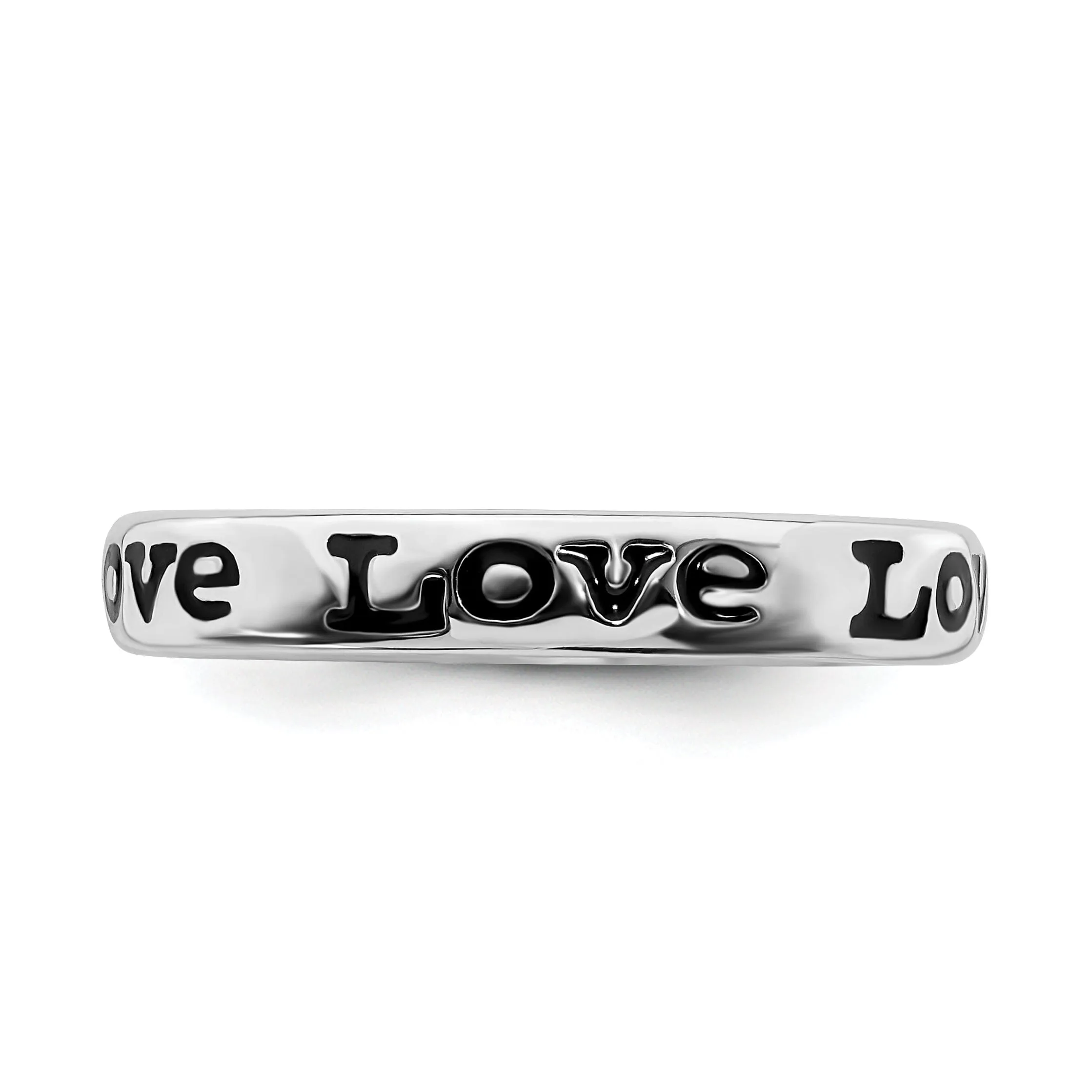 Sterling Silver Polished Enameled Love Ring