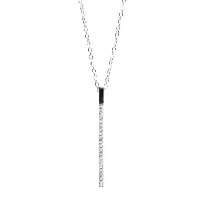 Sterling Silver "Sparkle Stick" CZ Bar Necklace 17 inch