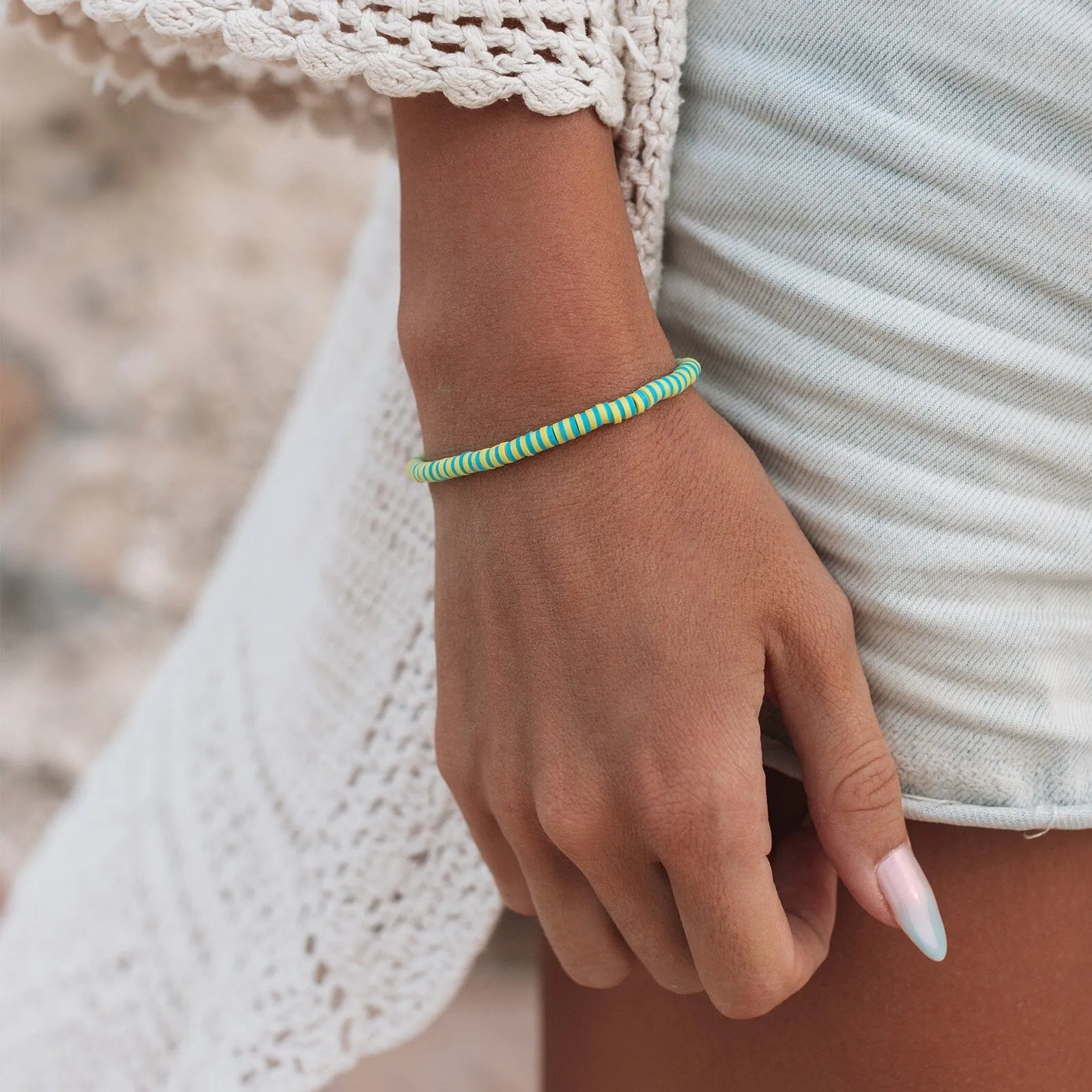 Sunbleached Aqua Seascape Stretch Bracelet