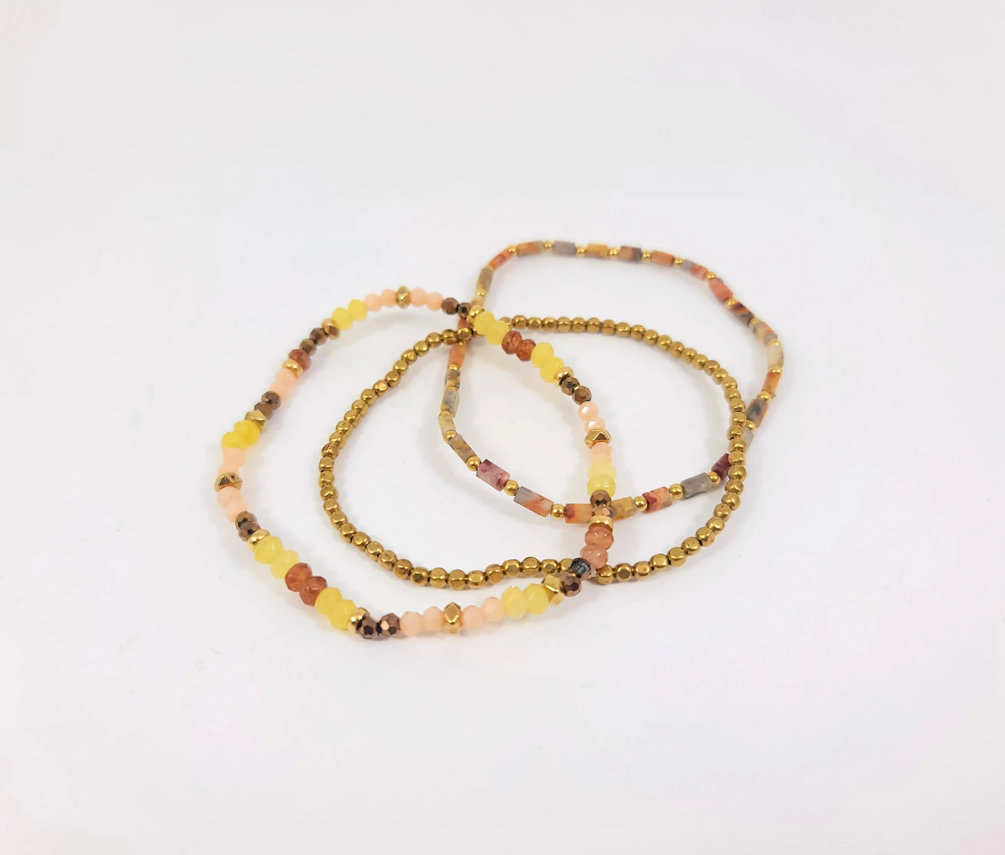 Tan Bejeweled Bracelet Set