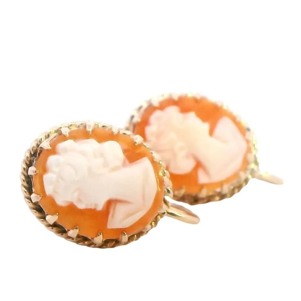 Timeless 9ct Yellow Gold Cameo Earrings - Classic Elegance!