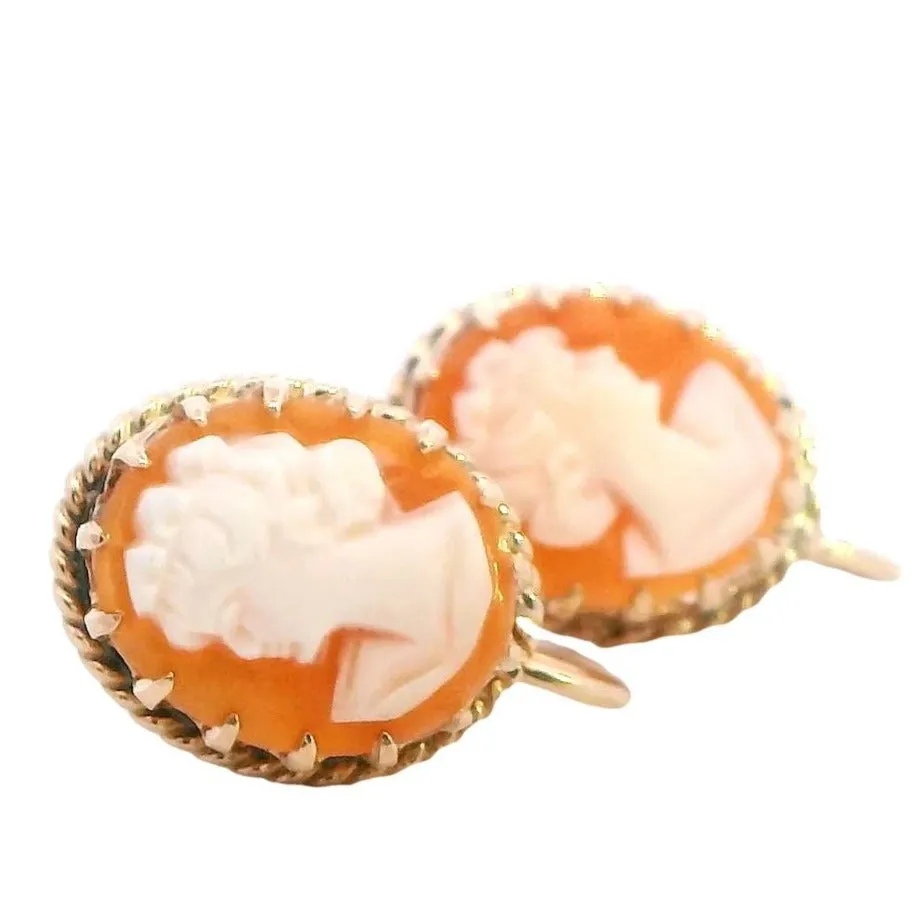 Timeless 9ct Yellow Gold Cameo Earrings - Classic Elegance!