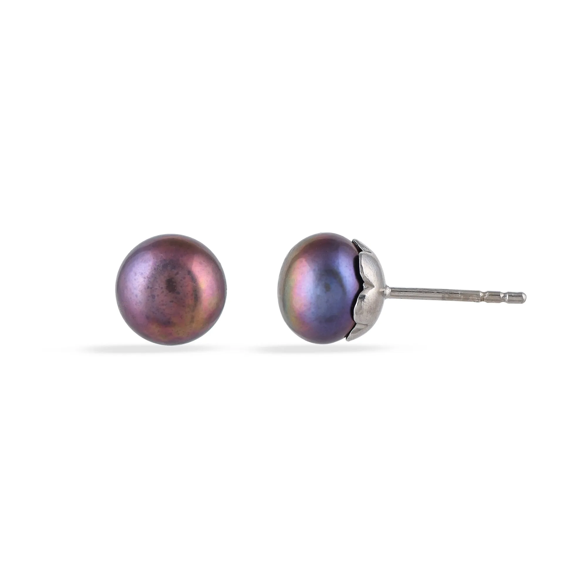 Timeless Black Pearl Silver Earrings - From Purl