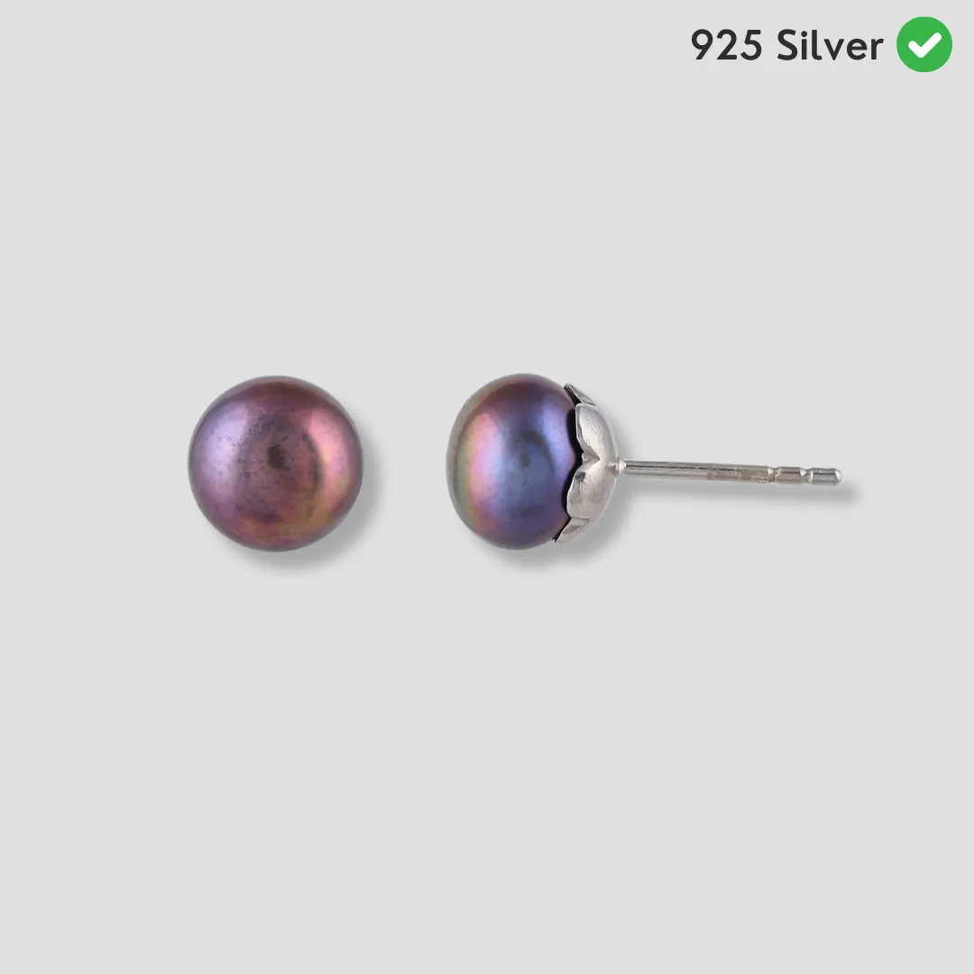 Timeless Black Pearl Silver Earrings - From Purl