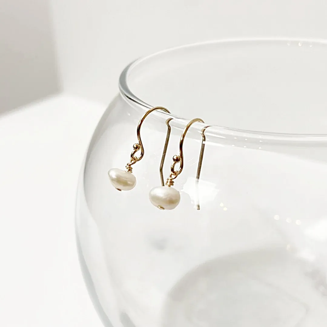 Tiny Freshwater Pearl Earrings with Gold Filled Wires