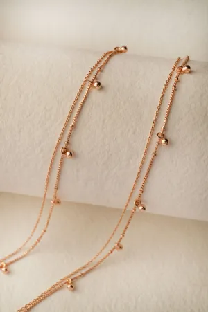 Tiny Little Ball Charms Rose Gold Plated Sterling Silver Anklet