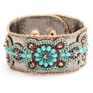 Turquoise & Terracotta Kachina Beaded Cuff