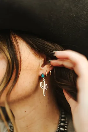 Turquoise Cactus Dangle Earrings