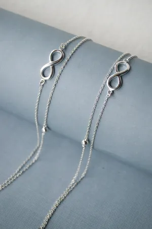 Two Layer Infinity Chain Sterling Silver Anklet