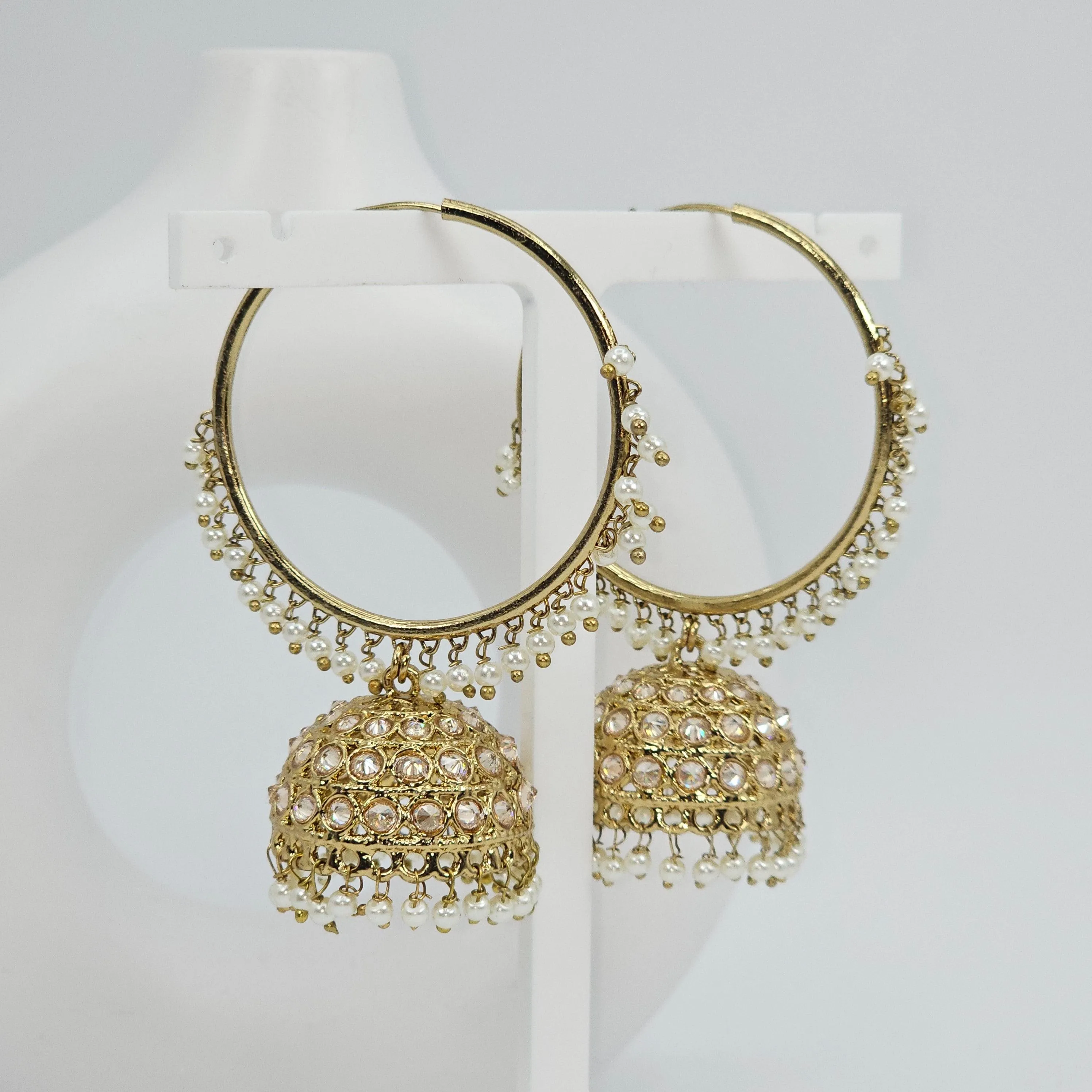 Vintage Charm: Antique Gold Polki Bali Jhumki Earrings for Timeless Elegance