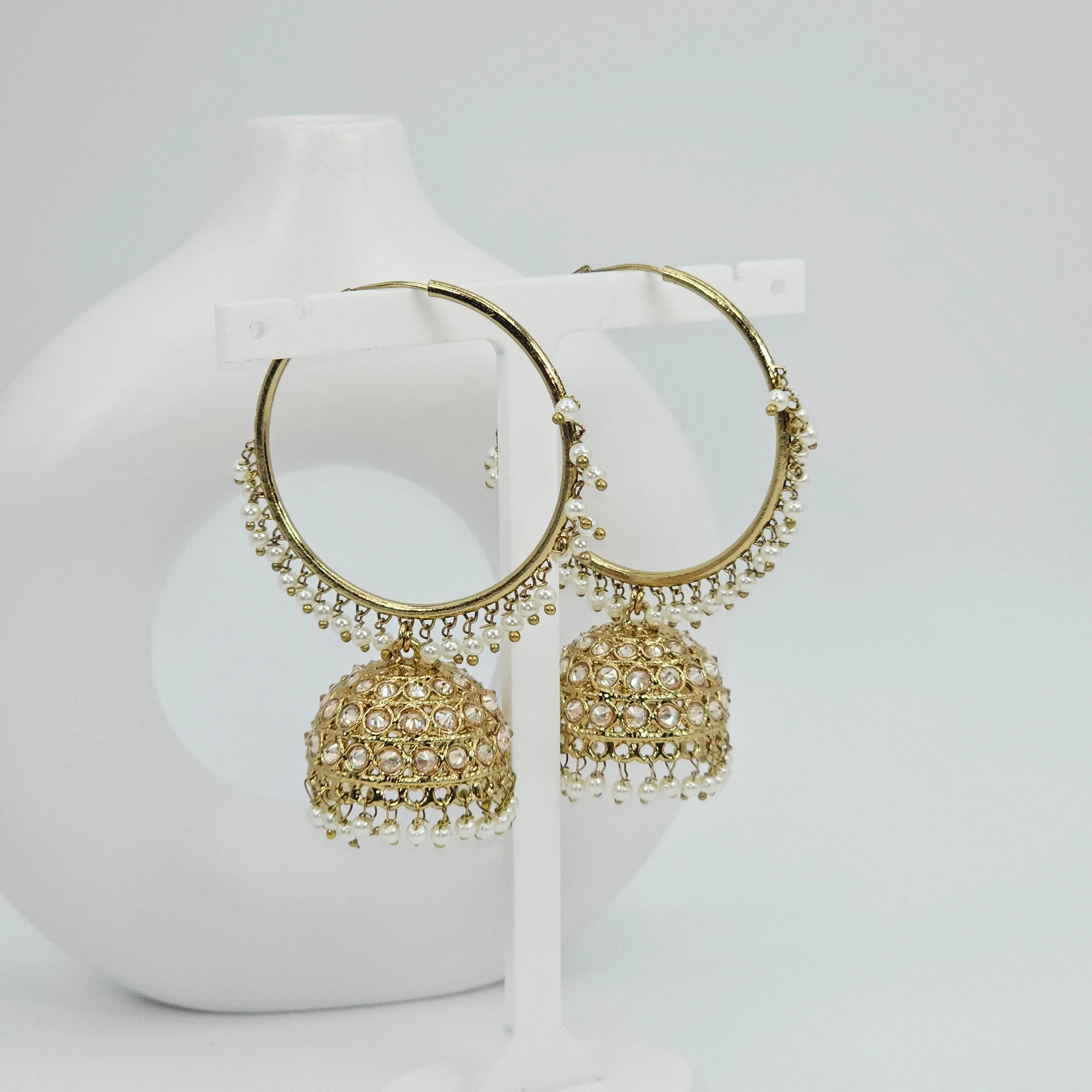 Vintage Charm: Antique Gold Polki Bali Jhumki Earrings for Timeless Elegance