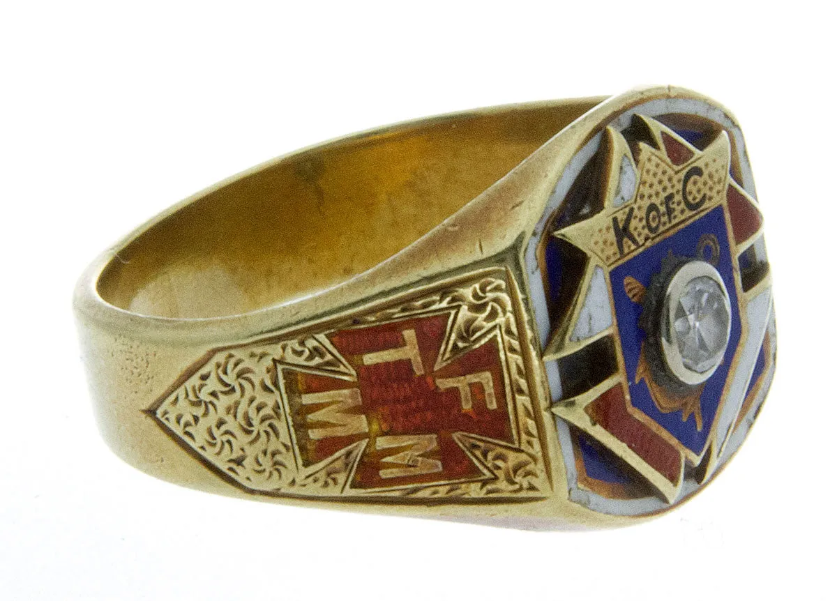 Vintage Diamond Knights of Columbus Ring