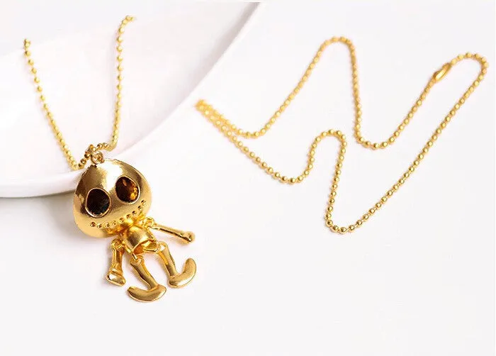 Vintage Jewelry big eyes UFO Alien Skull Head Pendants Long Sweater Chain Necklaces for Women