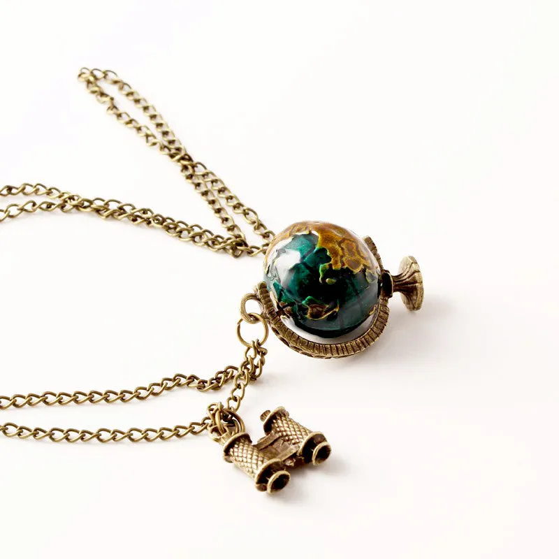 Vintage New Fashion suspension Globe Telescope Ball necklaces & pendants Women Sweater Chain Gifts pendant