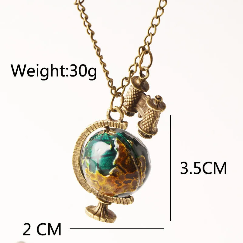 Vintage New Fashion suspension Globe Telescope Ball necklaces & pendants Women Sweater Chain Gifts pendant