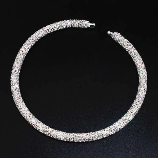 Wedding Jewelry Maxi Crystal Collar Necklace Jewelry Set for Women with Rhinestone