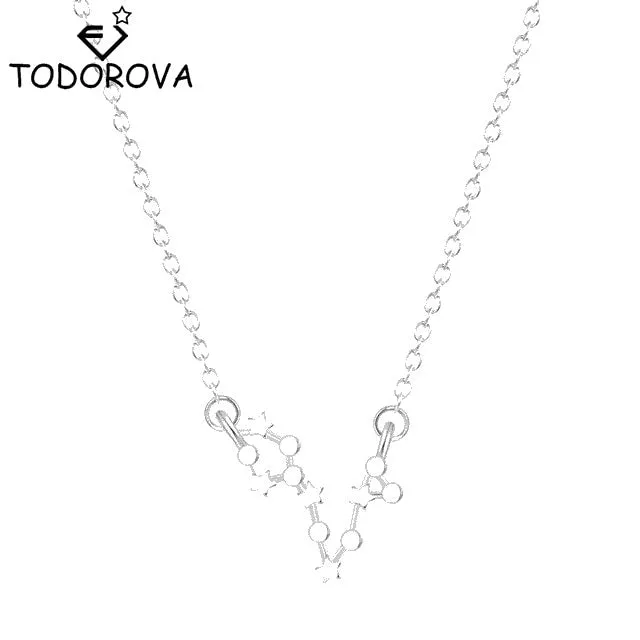 Women Long Chain Zodiac Sign 12 Constellation Star Choker Necklaces Necklaces