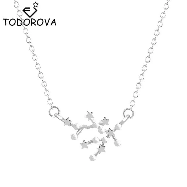 Women Long Chain Zodiac Sign 12 Constellation Star Choker Necklaces Necklaces